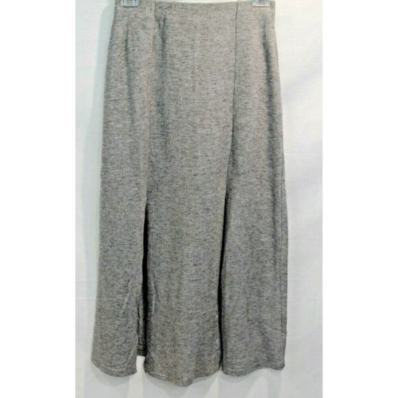 Zara Skirt Knit Midi Womens size M Gray Elastic Waist Double Front Slits Pull-on - Picture 1 of 8